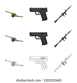 Isolated object of weapon and gun icon. Collection of weapon and army stock vector illustration.