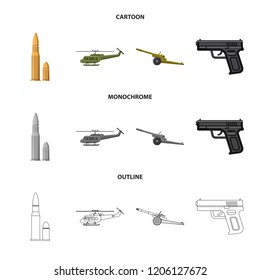 Isolated object of weapon and gun icon. Collection of weapon and army vector icon for stock.