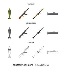 Isolated object of weapon and gun icon. Set of weapon and army stock symbol for web.