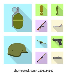 Isolated object of weapon and gun icon. Collection of weapon and army stock vector illustration.
