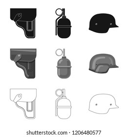 Isolated object of weapon and gun icon. Collection of weapon and army vector icon for stock.