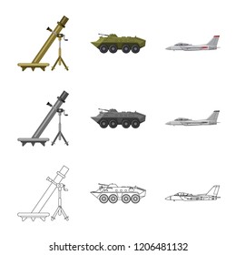 Isolated object of weapon and gun icon. Set of weapon and army stock vector illustration.