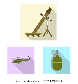 Isolated object of weapon and gun icon. Collection of weapon and army vector icon for stock.