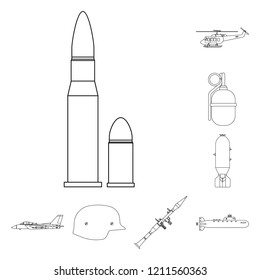 Isolated object of weapon and gun icon. Collection of weapon and army stock symbol for web.