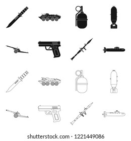 Isolated object of weapon and gun icon. Collection of weapon and army stock vector illustration.