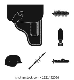 Isolated object of weapon and gun icon. Collection of weapon and army vector icon for stock.