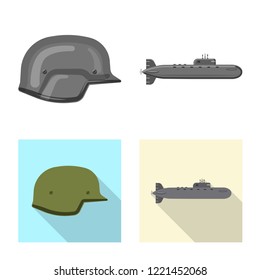 Isolated object of weapon and gun icon. Collection of weapon and army vector icon for stock.