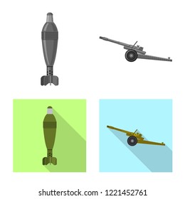 Isolated object of weapon and gun icon. Set of weapon and army stock vector illustration.