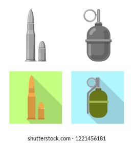 Isolated object of weapon and gun icon. Set of weapon and army stock vector illustration.