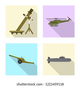 Isolated object of weapon and gun icon. Collection of weapon and army vector icon for stock.