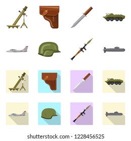 Isolated object of weapon and gun icon. Collection of weapon and army vector icon for stock.