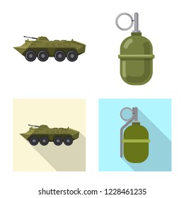Isolated object of weapon and gun icon. Collection of weapon and army vector icon for stock.
