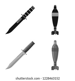 Isolated object of weapon and gun icon. Collection of weapon and army stock vector illustration.