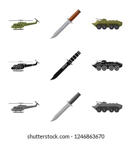 Isolated object of weapon and gun icon. Set of weapon and army stock symbol for web.