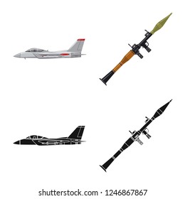 Isolated object of weapon and gun icon. Collection of weapon and army stock symbol for web.