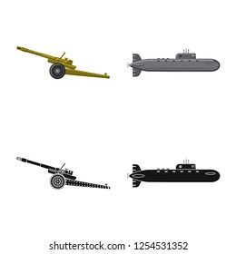 Isolated object of weapon and gun icon. Collection of weapon and army vector icon for stock.