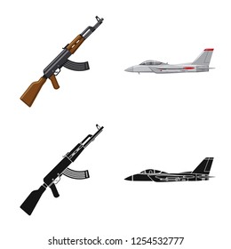 Isolated object of weapon and gun icon. Set of weapon and army vector icon for stock.