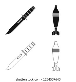 Isolated object of weapon and gun icon. Collection of weapon and army stock vector illustration.