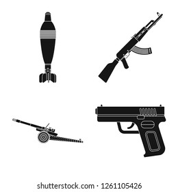 Isolated object of weapon and gun icon. Set of weapon and army stock symbol for web.