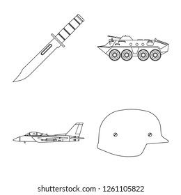 Isolated object of weapon and gun icon. Set of weapon and army vector icon for stock.