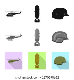 Isolated object of weapon and gun icon. Set of weapon and army stock vector illustration.