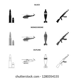 Isolated object of weapon and gun icon. Set of weapon and army vector icon for stock.