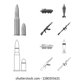 Isolated object of weapon and gun icon. Set of weapon and army stock symbol for web.