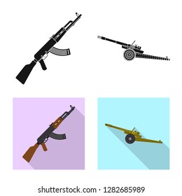 Isolated object of weapon and gun icon. Collection of weapon and army vector icon for stock.