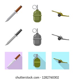 Isolated object of weapon and gun icon. Set of weapon and army stock symbol for web.
