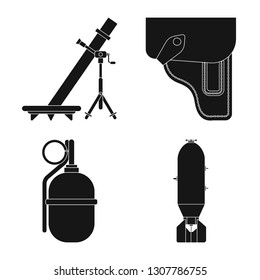 Isolated object of weapon and gun icon. Collection of weapon and army vector icon for stock.