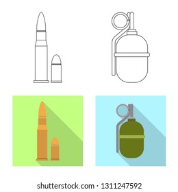 Isolated object of weapon and gun icon. Collection of weapon and army vector icon for stock.