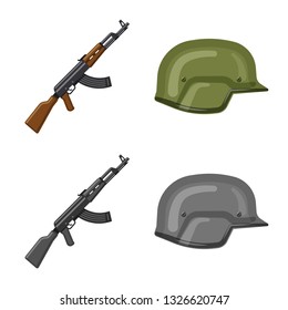 Isolated object of weapon and gun icon. Set of weapon and army stock vector illustration.
