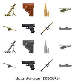 Isolated object of weapon and gun icon. Collection of weapon and army vector icon for stock.