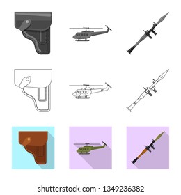 Isolated object of weapon and gun icon. Set of weapon and army vector icon for stock.