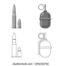 Isolated object of weapon and gun icon. Collection of weapon and army stock vector illustration.