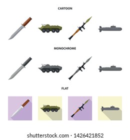 Isolated object of weapon and gun icon. Collection of weapon and army stock vector illustration.