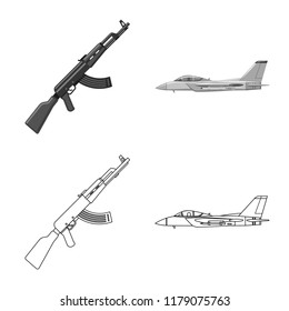 Isolated object of weapon and gun logo. Set of weapon and army stock vector illustration.