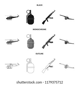 Isolated object of weapon and gun logo. Collection of weapon and army stock symbol for web.