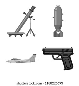 Isolated object of weapon and gun logo. Collection of weapon and army stock vector illustration.