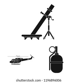 Isolated object of weapon and gun logo. Collection of weapon and army stock vector illustration.