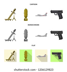 Isolated object of weapon and gun logo. Collection of weapon and army vector icon for stock.