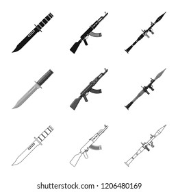 Isolated object of weapon and gun logo. Collection of weapon and army vector icon for stock.