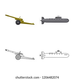 Isolated object of weapon and gun logo. Set of weapon and army stock vector illustration.
