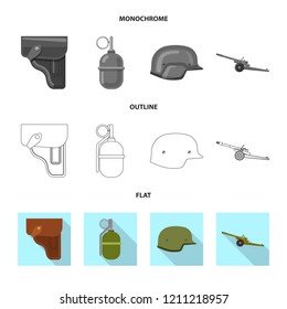 Isolated object of weapon and gun logo. Set of weapon and army vector icon for stock.