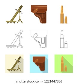 Isolated object of weapon and gun logo. Collection of weapon and army vector icon for stock.