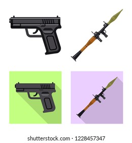 Isolated object of weapon and gun logo. Set of weapon and army stock symbol for web.