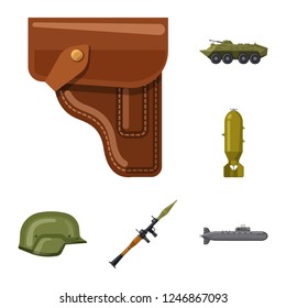 Isolated object of weapon and gun logo. Collection of weapon and army vector icon for stock.