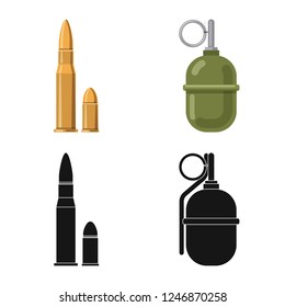 Isolated object of weapon and gun logo. Collection of weapon and army vector icon for stock.