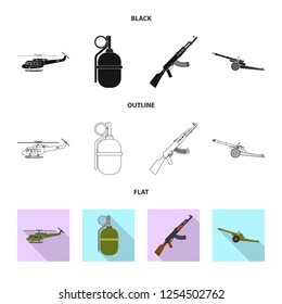 Isolated object of weapon and gun logo. Collection of weapon and army stock symbol for web.
