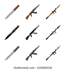 Isolated object of weapon and gun logo. Collection of weapon and army stock symbol for web.